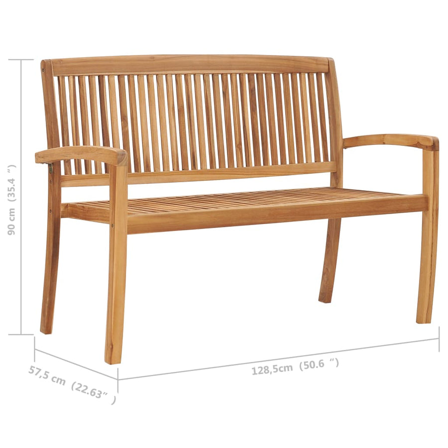 Tuinbank Stapelbaar Met Kussen 28,5 Cm Massief Teakhout 120 cm Crème