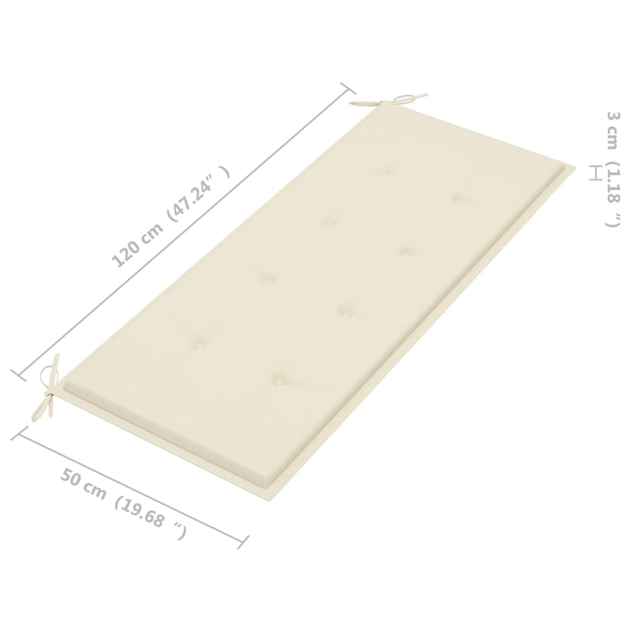 Tuinbank Stapelbaar Met Kussen 28,5 Cm Massief Teakhout 120 cm Crème