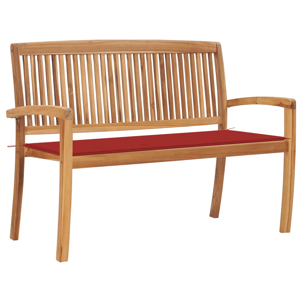 Tuinbank Stapelbaar Met Kussen 28,5 Cm Massief Teakhout 120 cm Rood