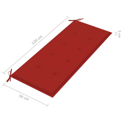 Tuinbank Stapelbaar Met Kussen 28,5 Cm Massief Teakhout 120 cm Rood