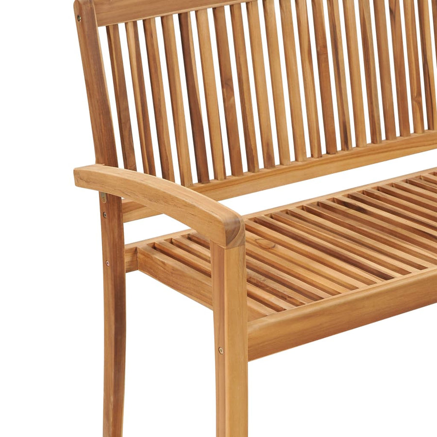 Tuinbank Stapelbaar Met Kussen 128,5 Cm Massief Teakhout Taupe 120 cm