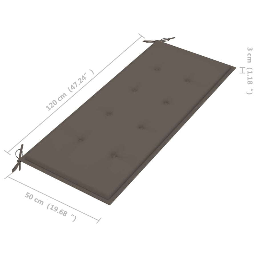 Tuinbank Stapelbaar Met Kussen 128,5 Cm Massief Teakhout Taupe 120 cm