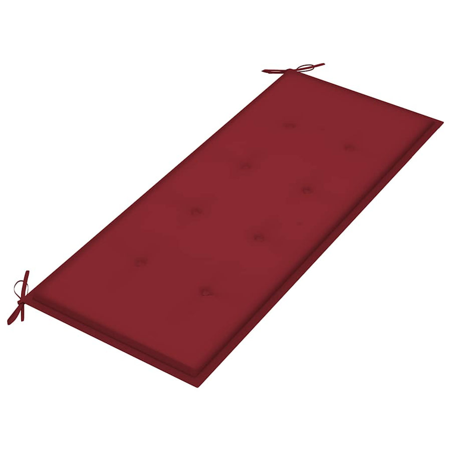 Tuinbank Stapelbaar Met Kussen 128,5 Cm Massief Teakhout Wijnrood 120 cm