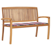 Tuinbank 128.5 cm massief teakhout met kussen