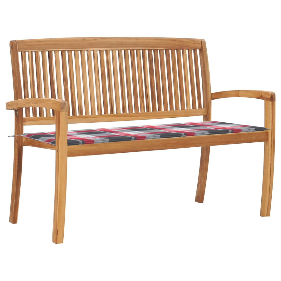 Tuinbank Stapelbaar Met Kussen 128,5 Cm Massief Teakhout 120 cm