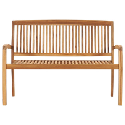 Tuinbank Stapelbaar Met Kussen 128,5 Cm Massief Teakhout 120 cm