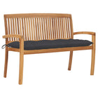 Tuinbank 128,5x120 cm massief teakhout antraciet