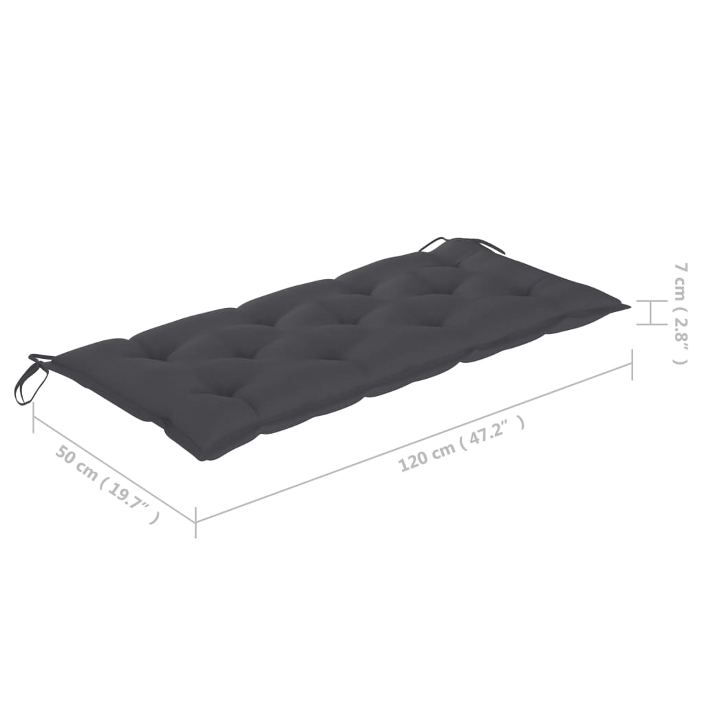 Tuinbank Stapelbaar Met Kussen 128,5 Cm Massief Teakhout Antraciet 120 cm