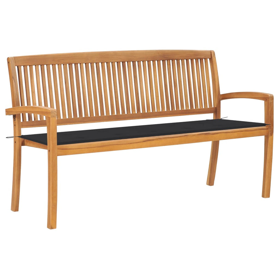 Tuinbank Stapelbaar Met Kussen 59 Cm Massief Teakhout 150 cm Antraciet