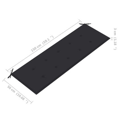 Tuinbank Stapelbaar Met Kussen 59 Cm Massief Teakhout 150 cm Antraciet