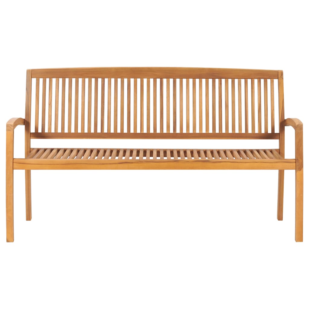 Tuinbank Stapelbaar Met Kussen 59 Cm Massief Teakhout 150 cm Grijs