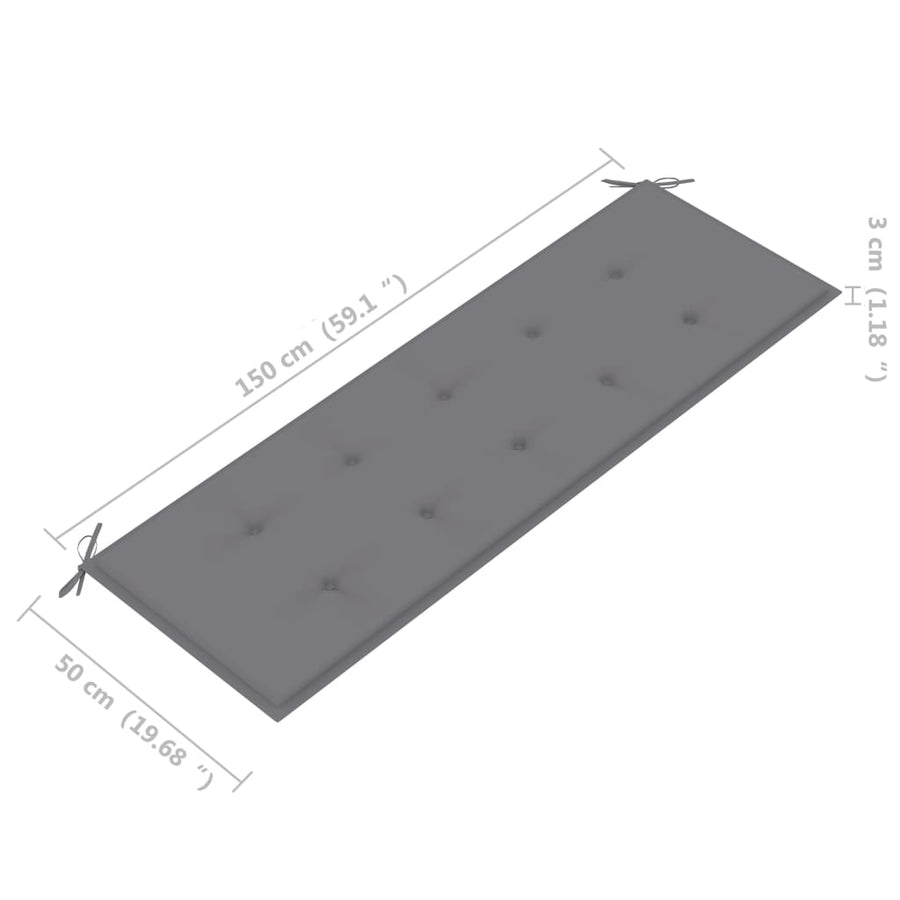 Tuinbank Stapelbaar Met Kussen 59 Cm Massief Teakhout 150 cm Grijs