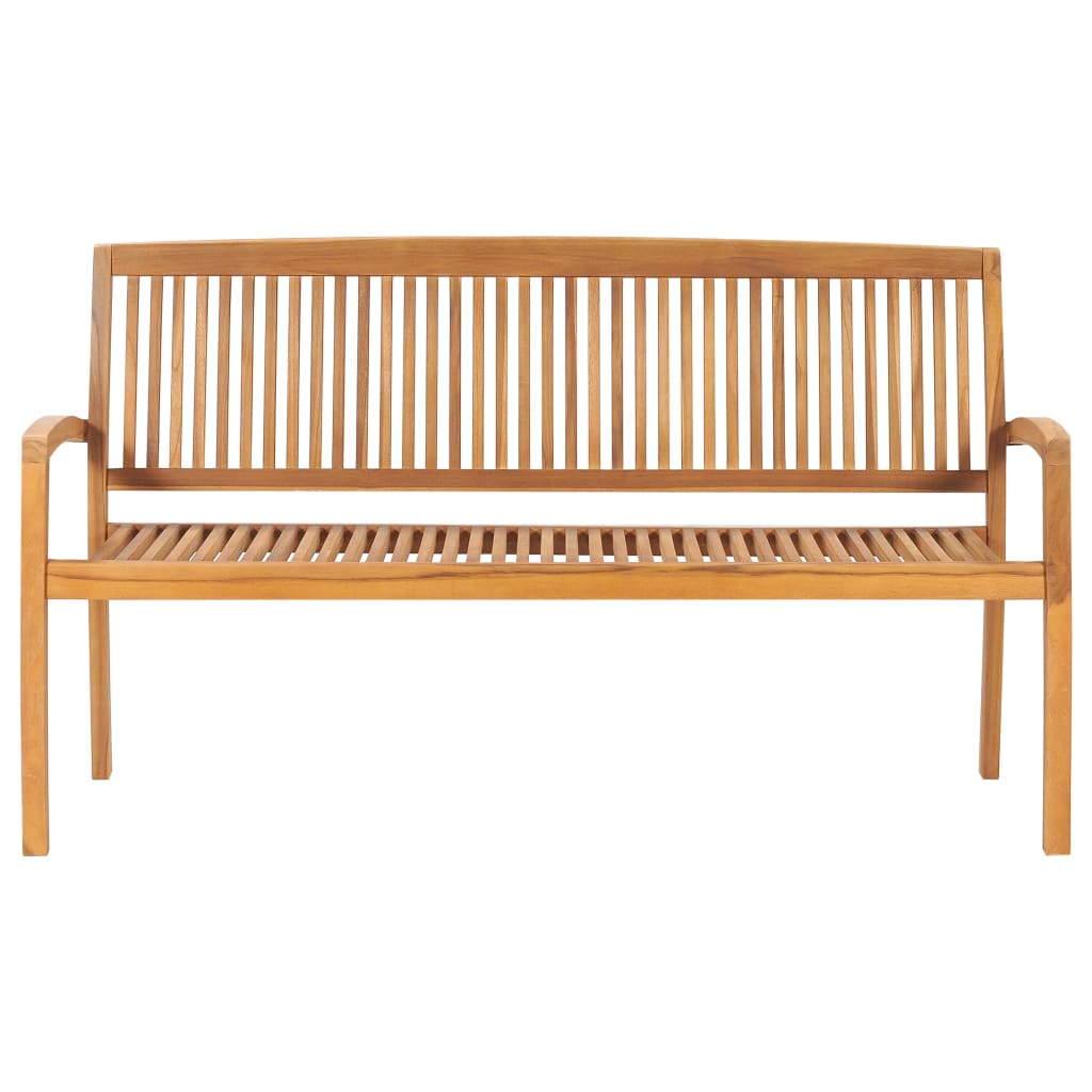 Tuinbank Stapelbaar Met Kussen 59 Cm Massief Teakhout 150 cm Crème