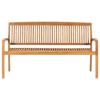Tuinbank Stapelbaar Met Kussen 59 Cm Massief Teakhout 150 cm Crème