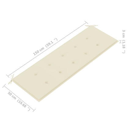 Tuinbank Stapelbaar Met Kussen 59 Cm Massief Teakhout 150 cm Crème