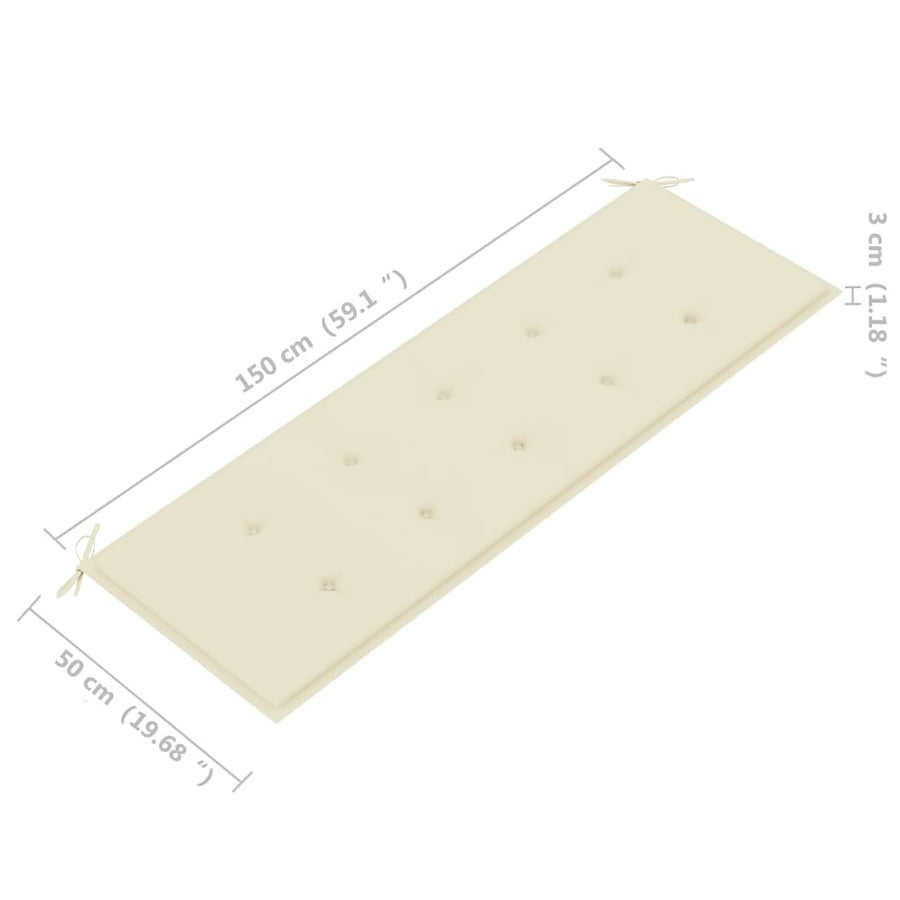 Tuinbank Stapelbaar Met Kussen 59 Cm Massief Teakhout 150 cm Crème