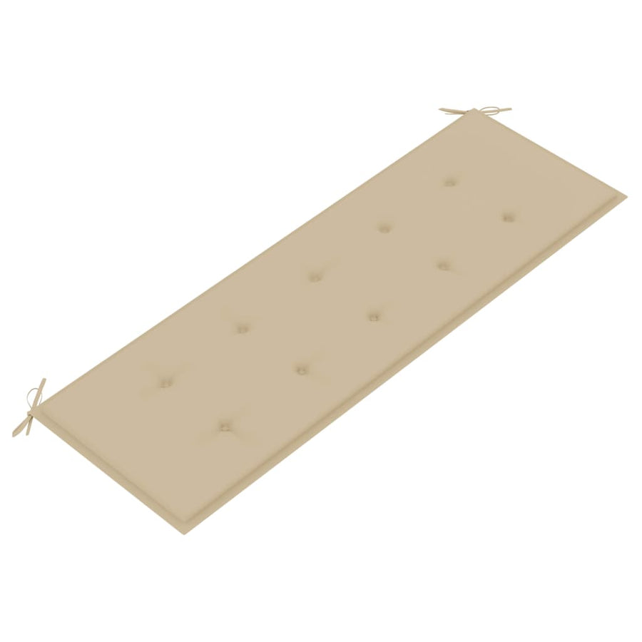 Tuinbank Stapelbaar Met Kussen 59 Cm Massief Teakhout 150 cm Beige