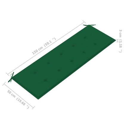 Tuinbank Stapelbaar Met Kussen 59 Cm Massief Teakhout 150 cm Groen