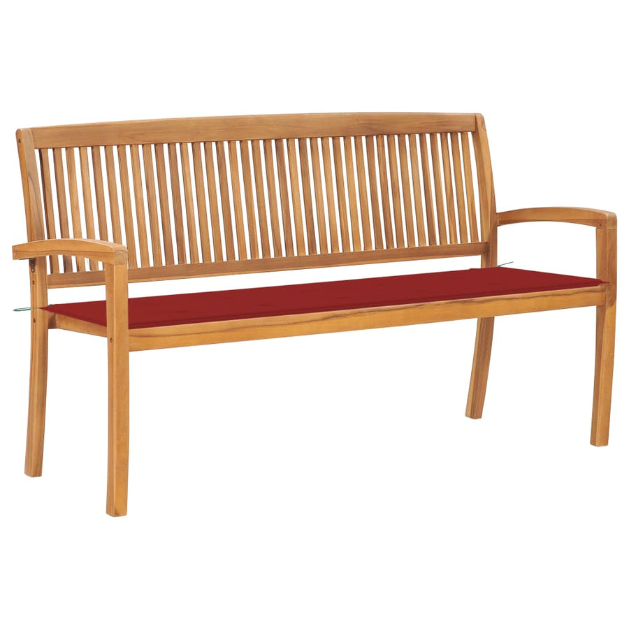 Tuinbank Stapelbaar Met Kussen 59 Cm Massief Teakhout 150 cm Rood