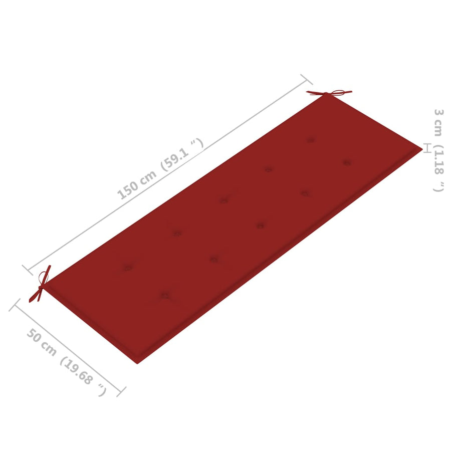 Tuinbank Stapelbaar Met Kussen 59 Cm Massief Teakhout 150 cm Rood