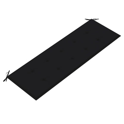Tuinbank Stapelbaar Met Kussen 59 Cm Massief Teakhout 150 cm Zwart