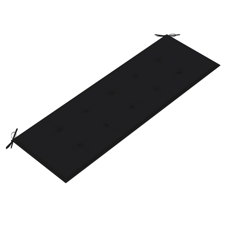 Tuinbank Stapelbaar Met Kussen 59 Cm Massief Teakhout 150 cm Zwart