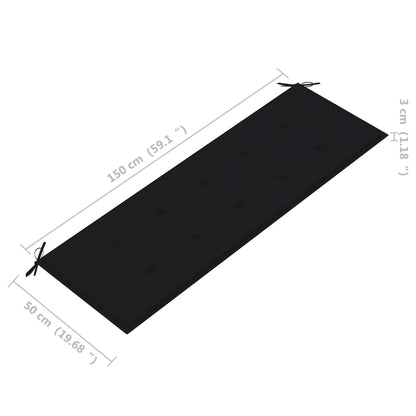 Tuinbank Stapelbaar Met Kussen 59 Cm Massief Teakhout 150 cm Zwart