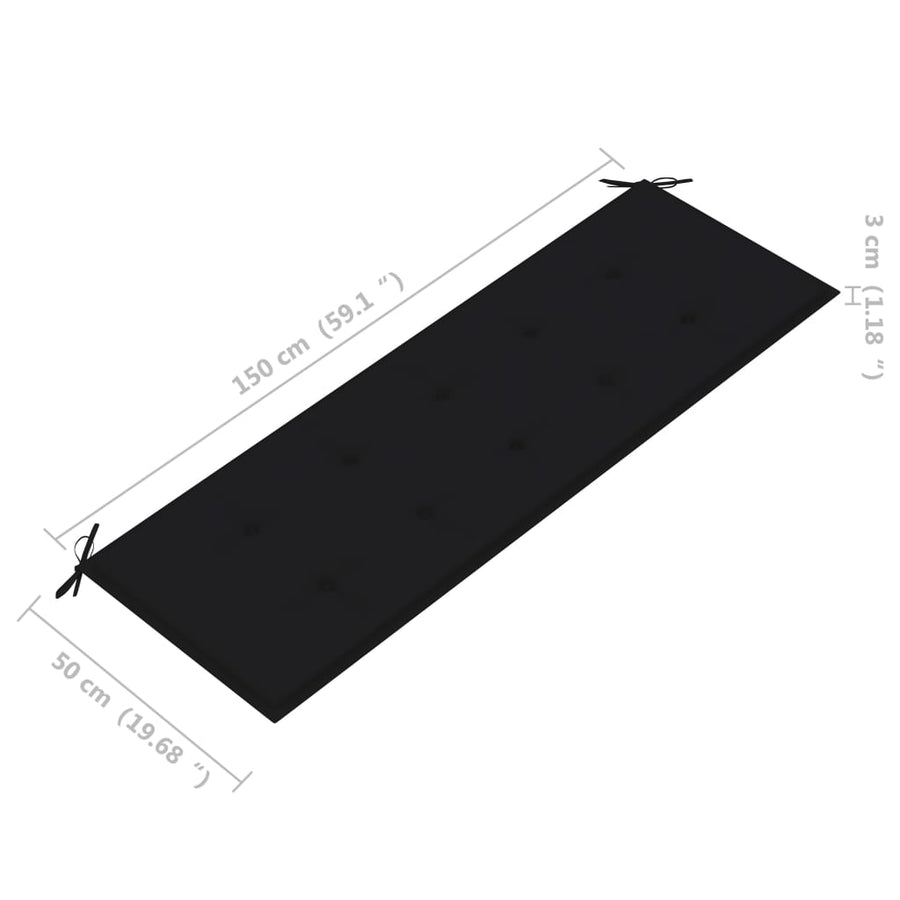 Tuinbank Stapelbaar Met Kussen 59 Cm Massief Teakhout 150 cm Zwart