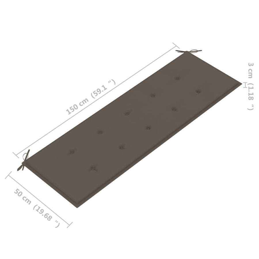 Tuinbank Stapelbaar Met Kussen 59 Cm Massief Teakhout 150 cm Taupe