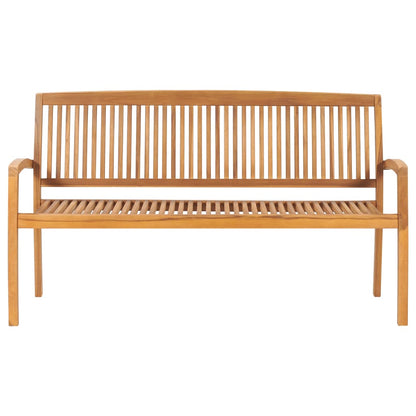 Tuinbank Stapelbaar Met Kussen 59 Cm Massief Teakhout 150 cm koningsblauw