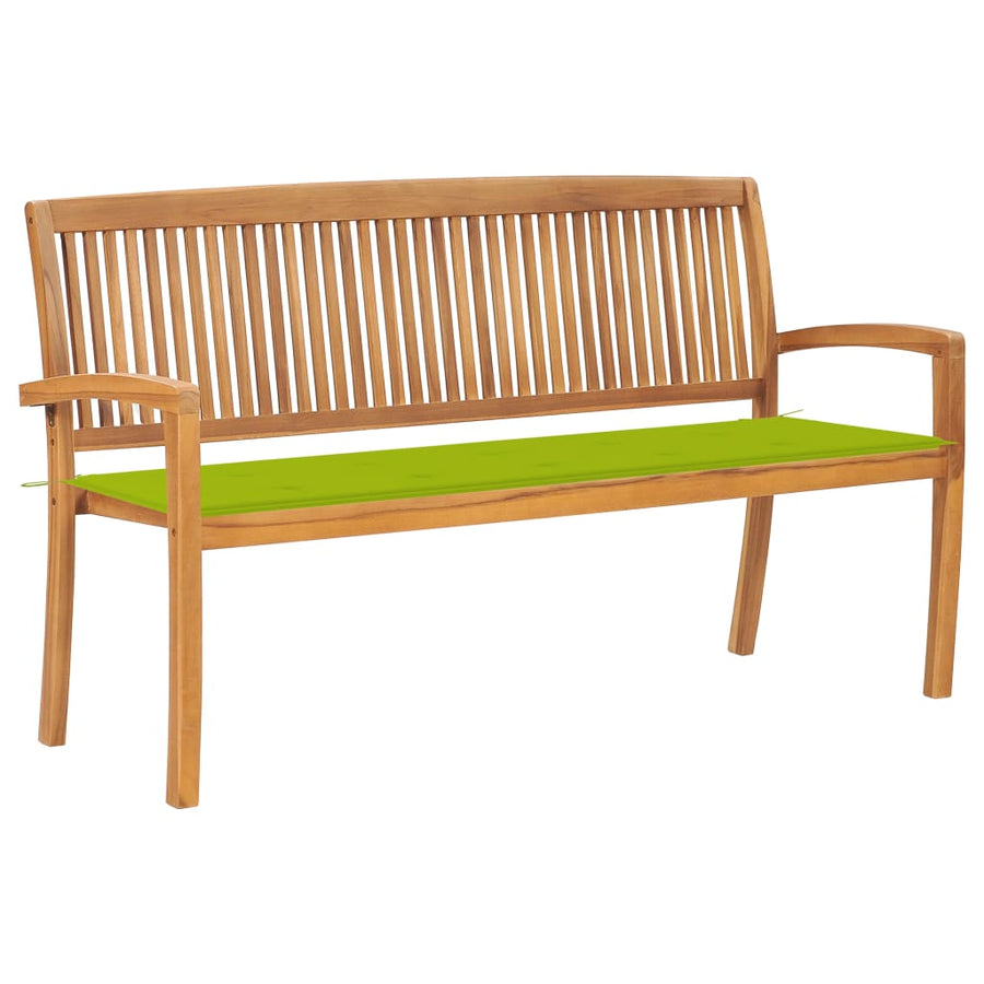 Tuinbank Stapelbaar Met Kussen 59 Cm Massief Teakhout 150 cm Heldergroen
