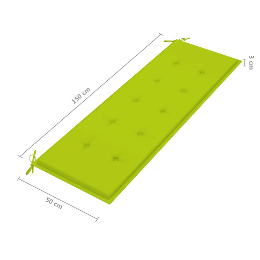 Tuinbank Stapelbaar Met Kussen 59 Cm Massief Teakhout 150 cm Heldergroen