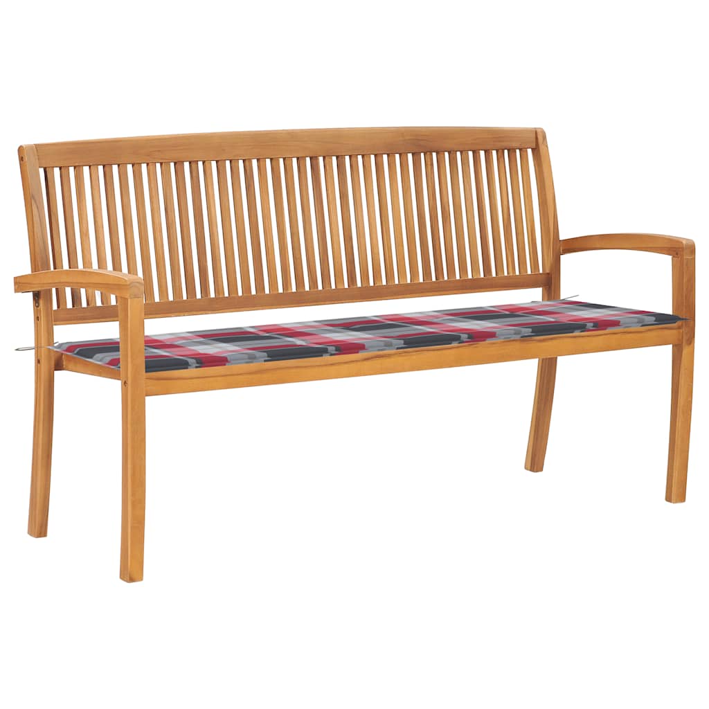 Tuinbank Stapelbaar Met Kussen 159 Cm Massief Teakhout 150 cm