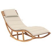 Ligbed schommelend massief teakhout crème