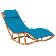 Ligbed schommelend massief teakhout blauw kussen