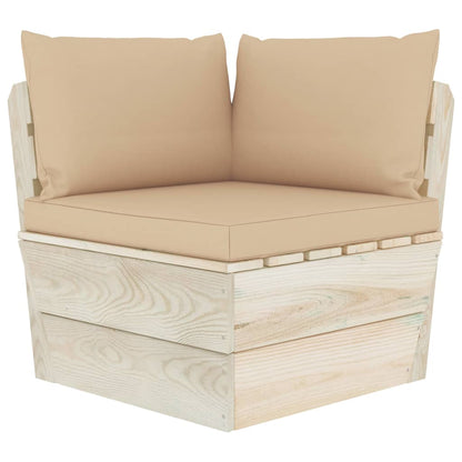 Tuin Met Kussens Pallet Geïmpregneerd Vurenhout Beige Hoekbank