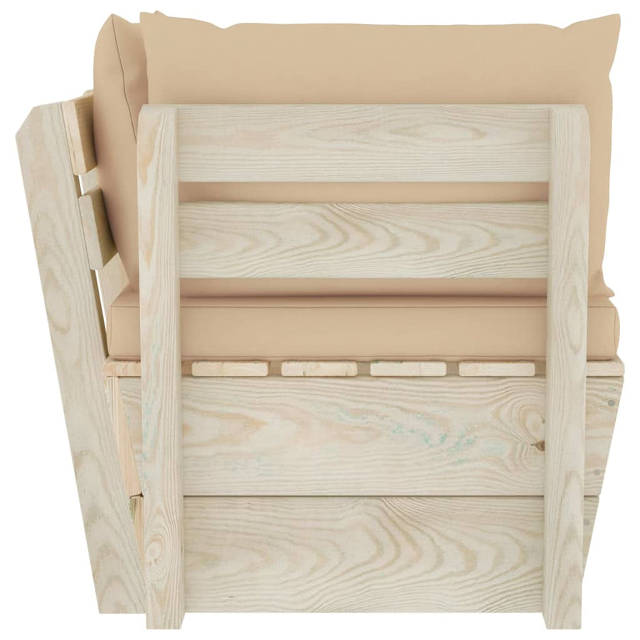 Tuin Met Kussens Pallet Geïmpregneerd Vurenhout Beige Hoekbank