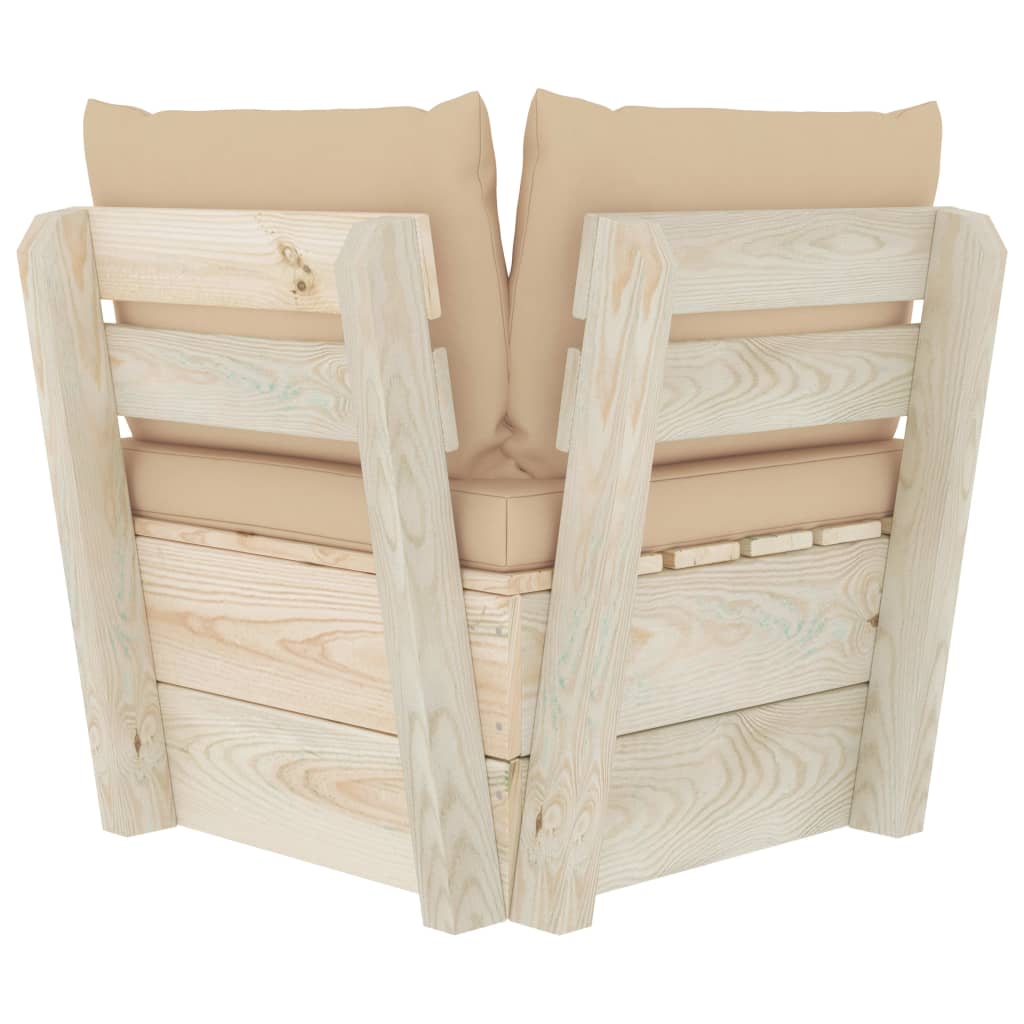 Tuin Met Kussens Pallet Geïmpregneerd Vurenhout Beige Hoekbank