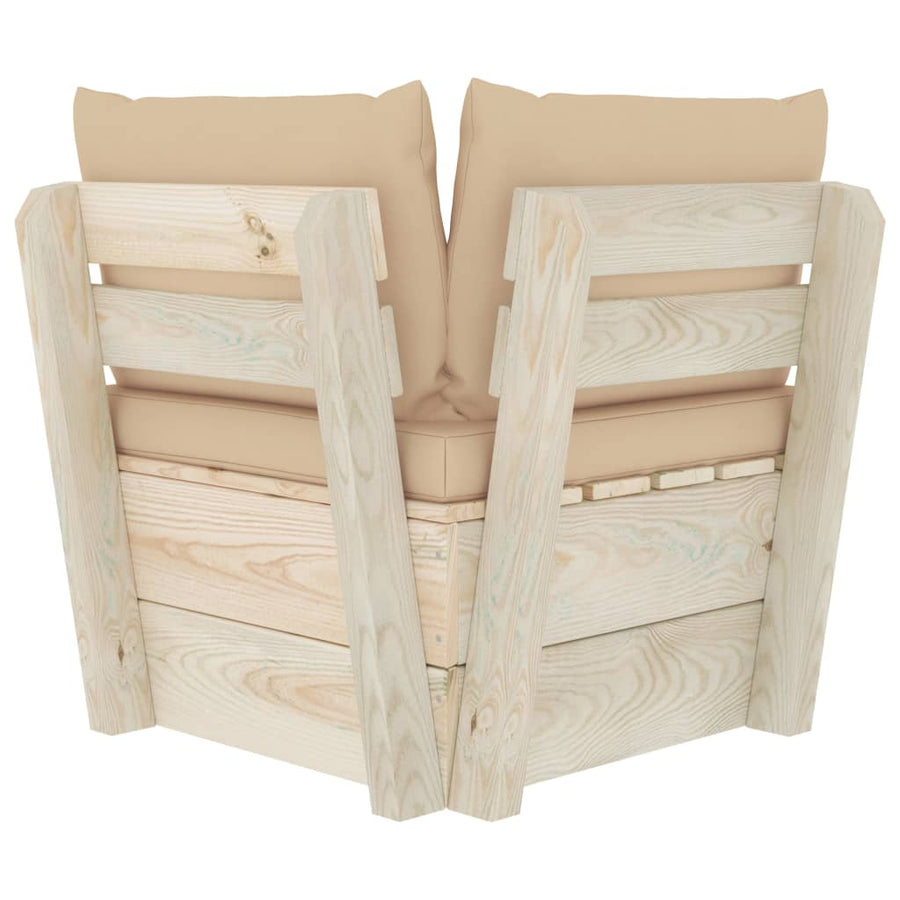 Tuin Met Kussens Pallet Geïmpregneerd Vurenhout Beige Hoekbank