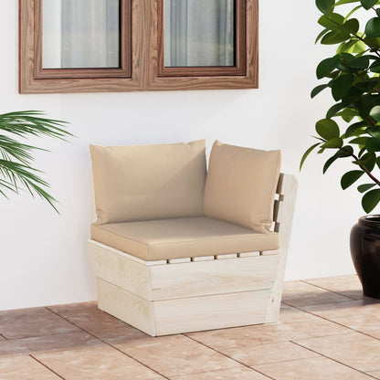 Tuin Met Kussens Pallet Geïmpregneerd Vurenhout Beige Hoekbank