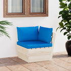 Tuinhoekbank pallet 60x60x65 cm geïmpregneerd vurenhout lichtblauw