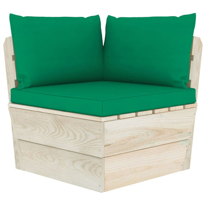 Tuin Met Kussens Pallet Geïmpregneerd Vurenhout Groen Hoekbank