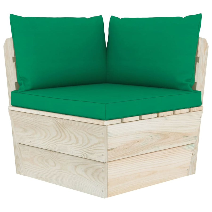 Tuin Met Kussens Pallet Geïmpregneerd Vurenhout Groen Hoekbank
