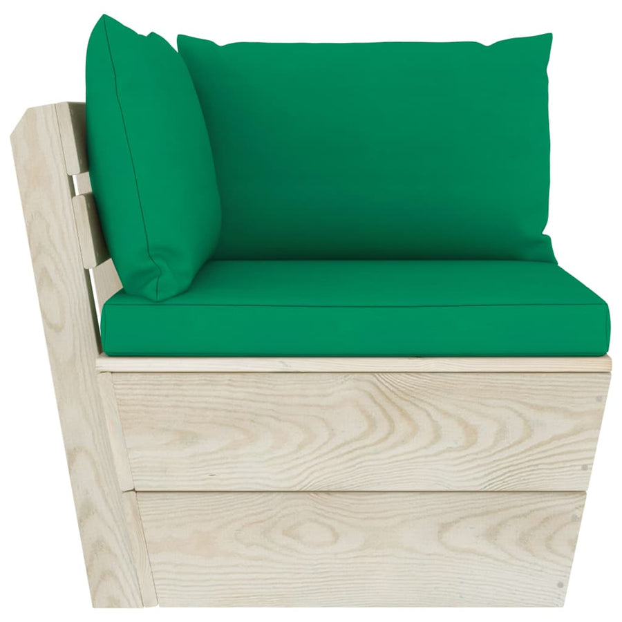 Tuin Met Kussens Pallet Geïmpregneerd Vurenhout Groen Hoekbank