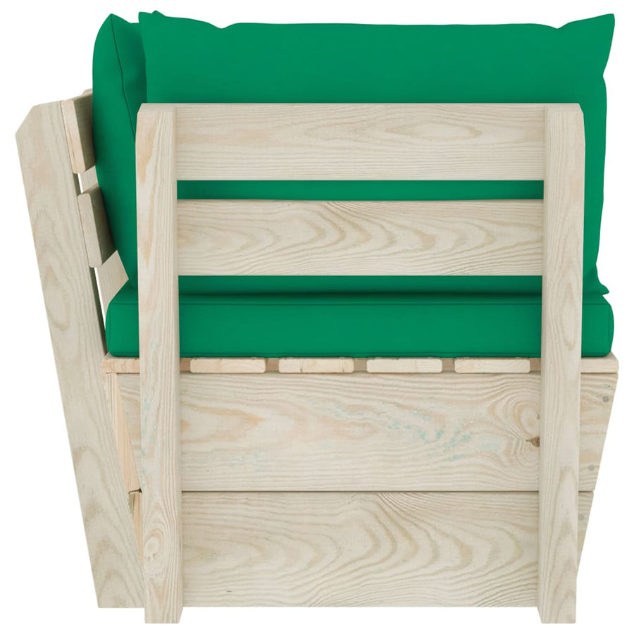 Tuin Met Kussens Pallet Geïmpregneerd Vurenhout Groen Hoekbank