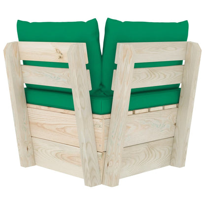 Tuin Met Kussens Pallet Geïmpregneerd Vurenhout Groen Hoekbank
