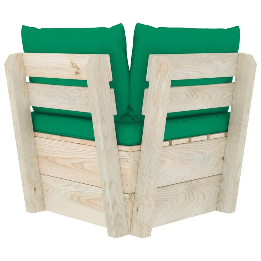 Tuin Met Kussens Pallet Geïmpregneerd Vurenhout Groen Hoekbank