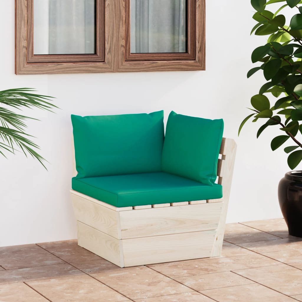 Tuin Met Kussens Pallet Geïmpregneerd Vurenhout Groen Hoekbank