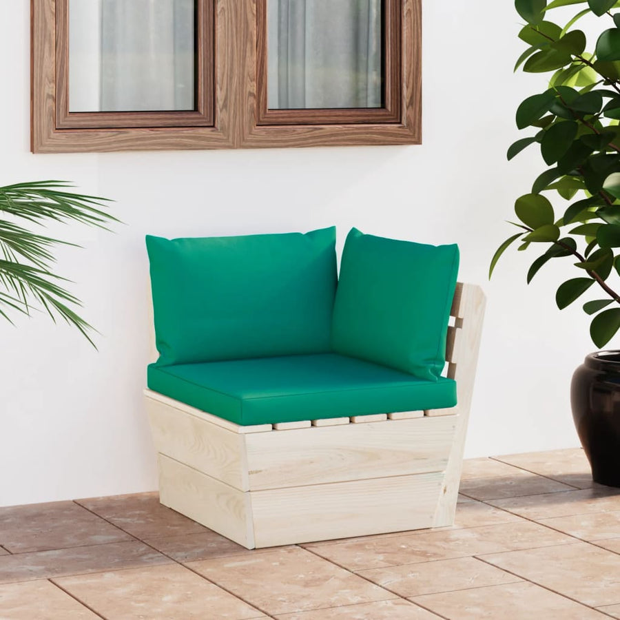Tuin Met Kussens Pallet Geïmpregneerd Vurenhout Groen Hoekbank