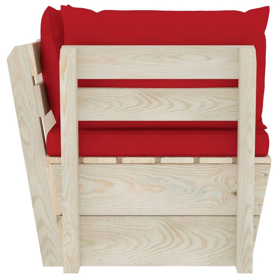 Tuin Met Kussens Pallet Geïmpregneerd Vurenhout Rood Hoekbank